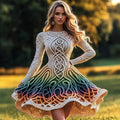 Women's Irish Rainbow Celtic Knot Knit Sweater Dress artswardrobe