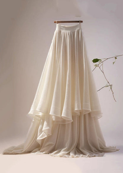 Apricot Wrinkled Cotton Maxi Skirts Summer