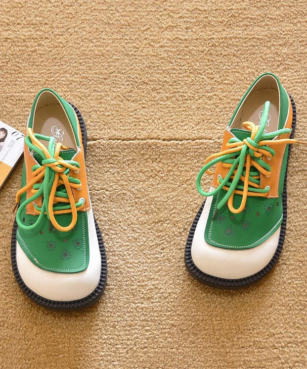 Orange Lace Up Splicing Comfy Flat Shoes for