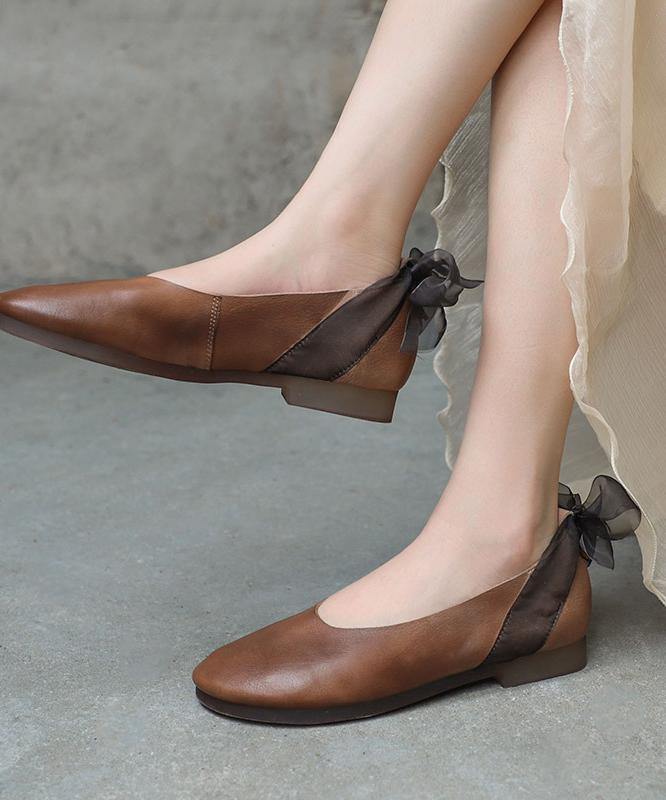 Chocolate Gladiator Flat Shoes Genuine Leather