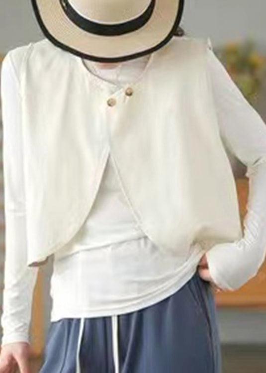 Simple Black O-neck Button Waistcoat Sleeveless