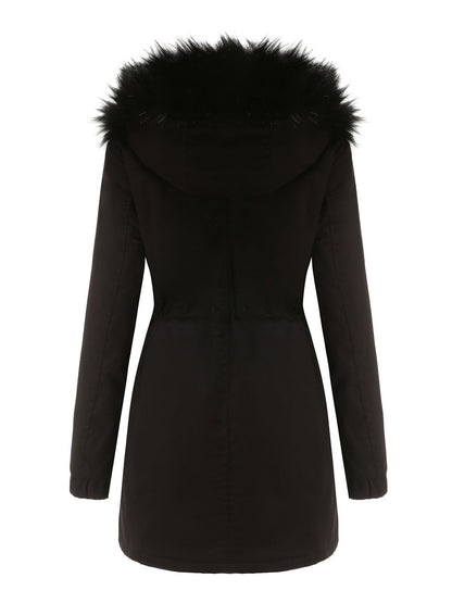 Parka Coat Street Plush Winter Hoodie Coat Color Oversized Fur Warm Coat