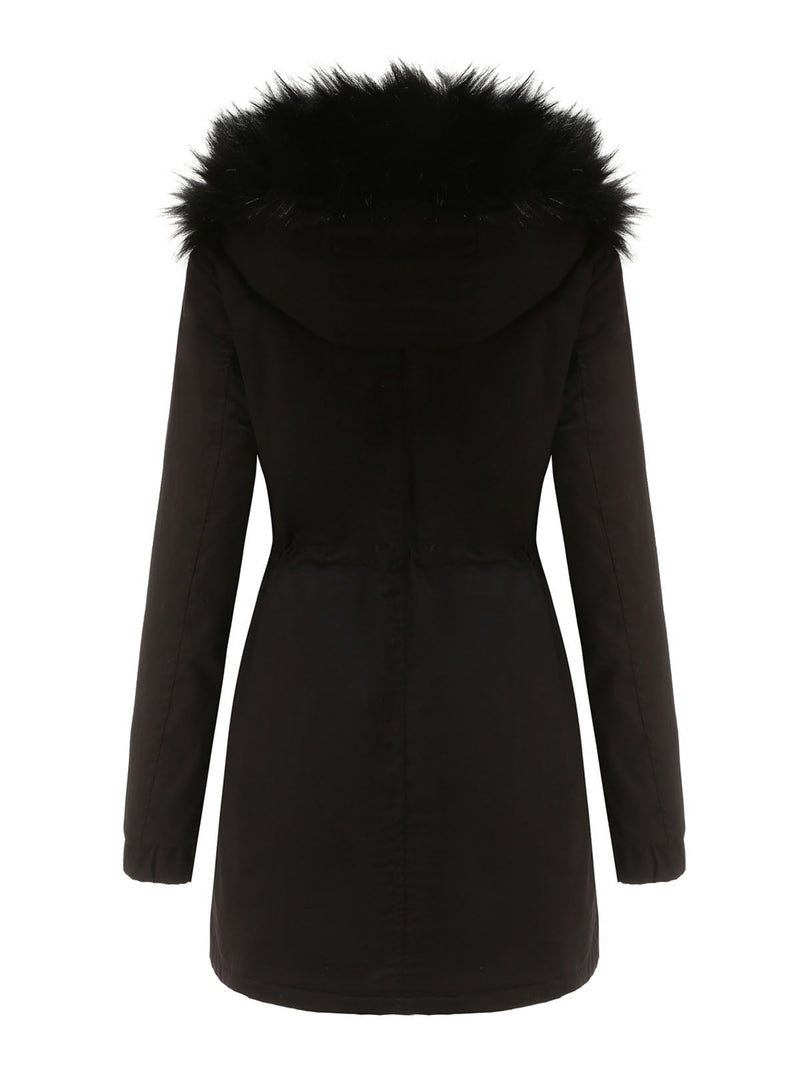 Parka Coat Street Plush Winter Hoodie Coat Color Oversized Fur Warm Coat