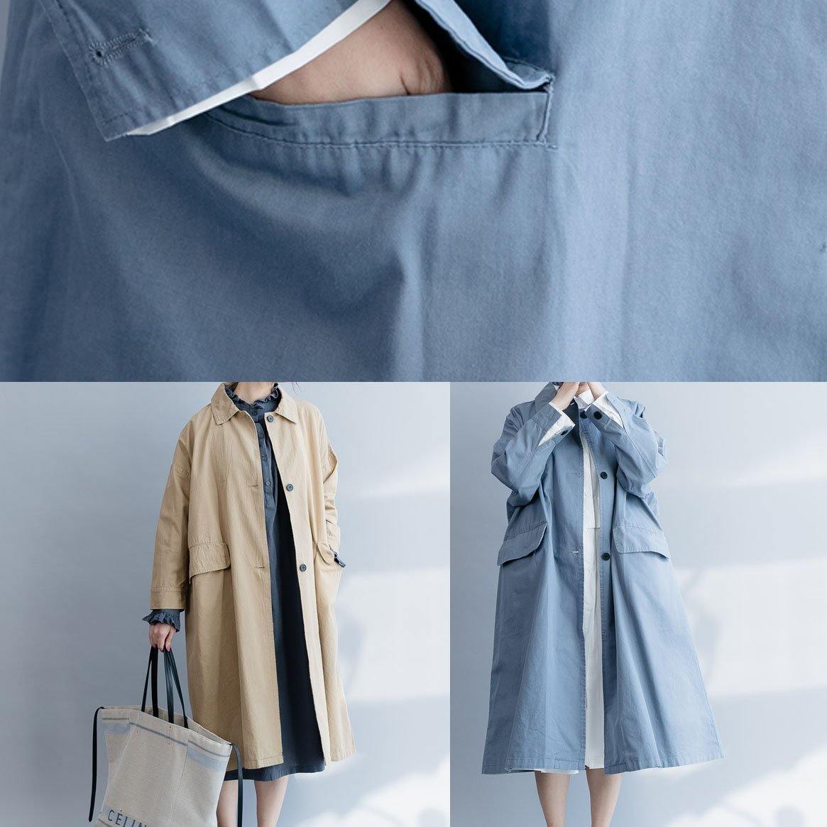 Natural Lapel Pockets Clothes Khaki Art Coats Fall