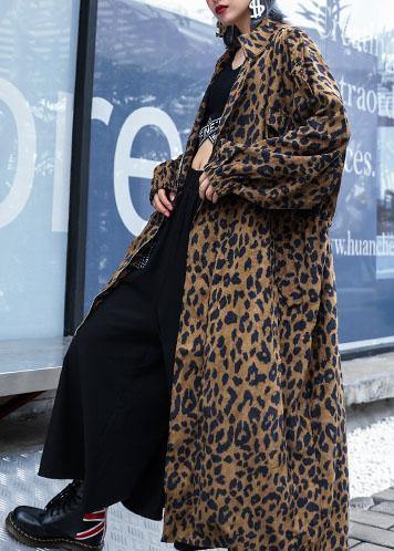 French Leopard Trench Coat Gifts Zippered Fall Coat