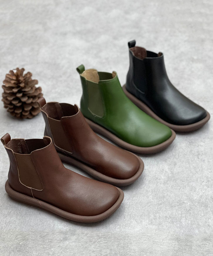 Coffee Boots Cowhide Leather Shelsea Boots