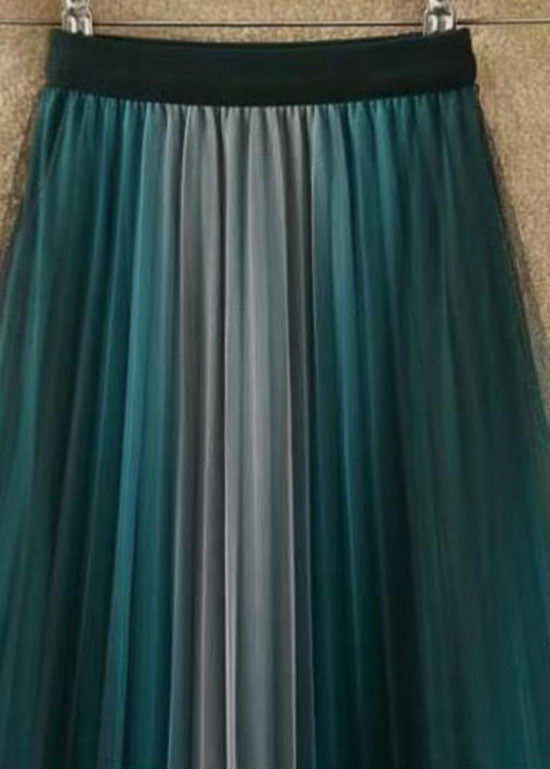 Gradient Color Wrinkled Elastic Waist Tulle Skirts Summer