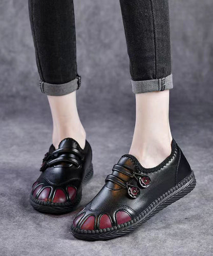 Warm Flat Feet Shoes Black Fuzzy Wool Lined