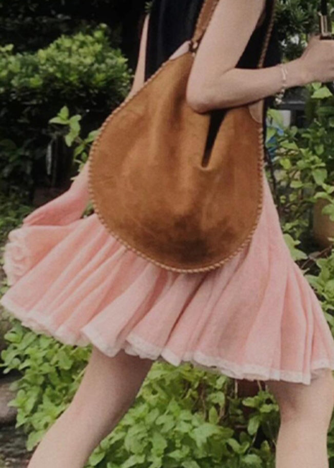 Simple Pink Lace Patchwork a Line Skirt Summer