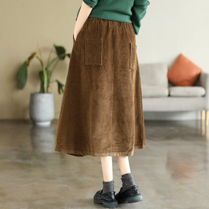 Autumn Corduroy Cotton A-line Skirt