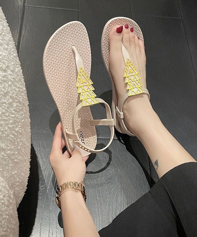 Cozy Apricot Pvc Beach Thong Sandals Splicing Buckle Strap