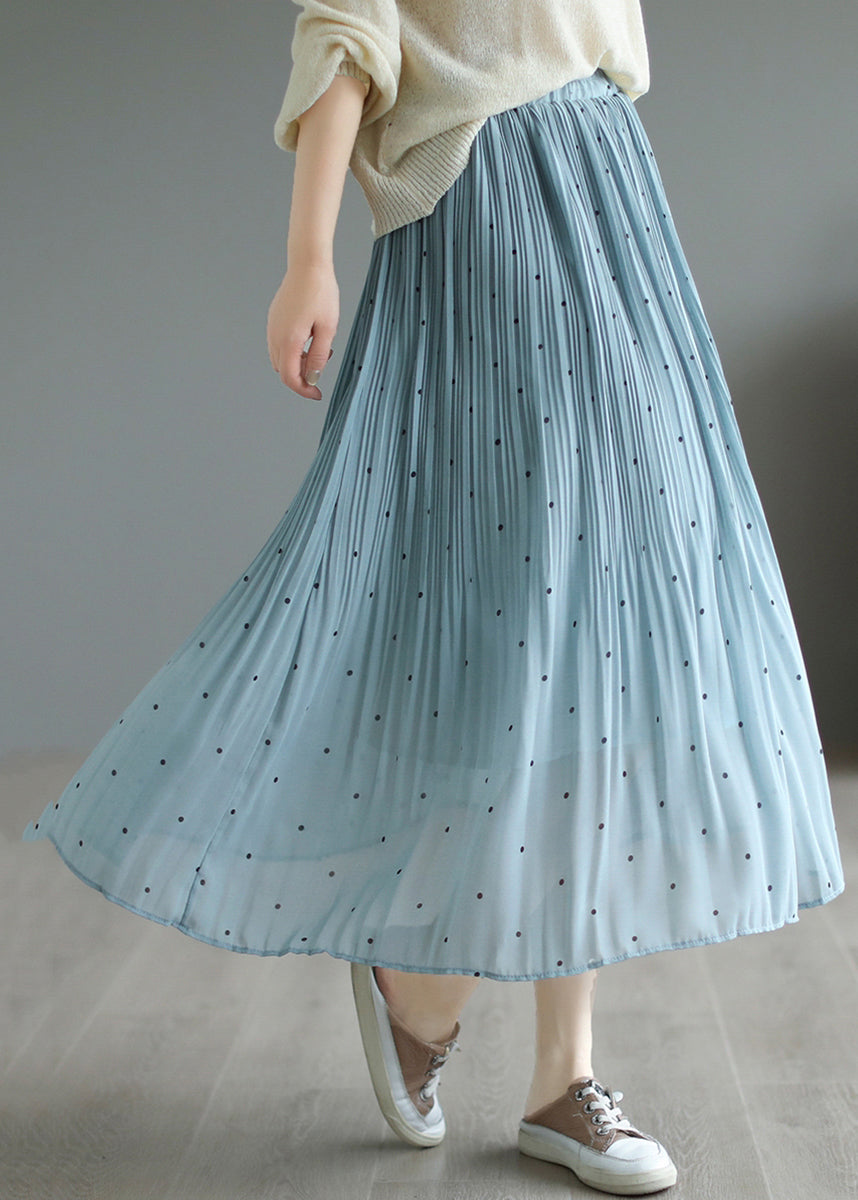 Blue Chiffon Pleated Skirts Oversized Exra Large Hem Summer