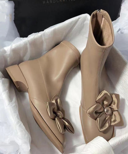 Original French Apricot Splicing Chunky Boots