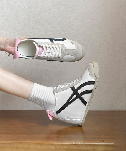 Splicing Wedge High Wedge Heels Shoes Pink Faux Leather