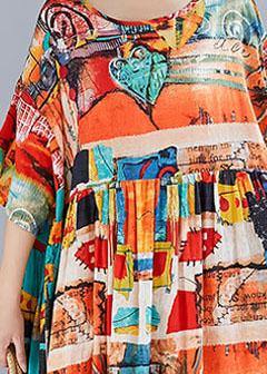 O Neck Cinched Cotton Linen Quilting Clothes Shirts Dress