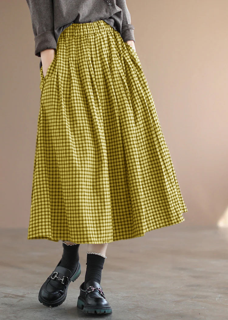 Handmade Purple Plaid Circle a Line Spring Skirts