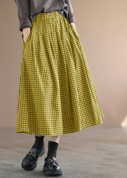 Handmade Purple Plaid Circle a Line Spring Skirts