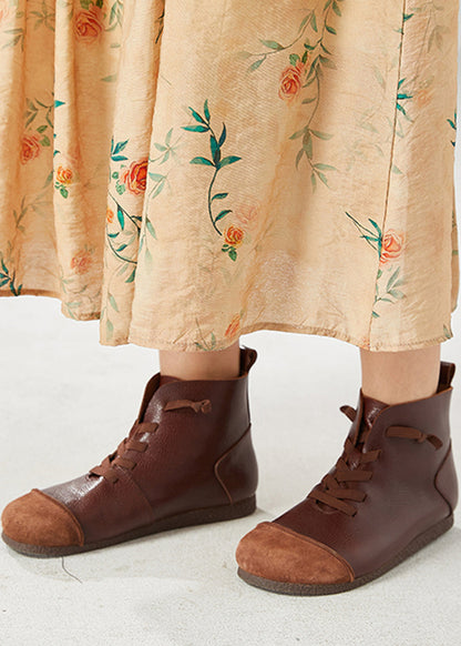 Khaki High Waist Print Cotton a Line Skirts Summer