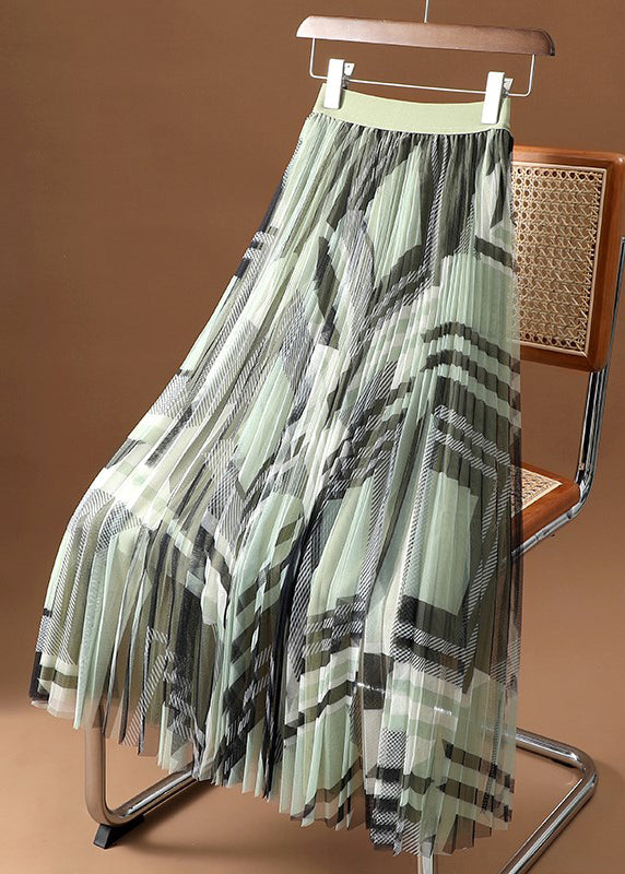 Blue Print Draping High Waist Tulle Skirt Summer