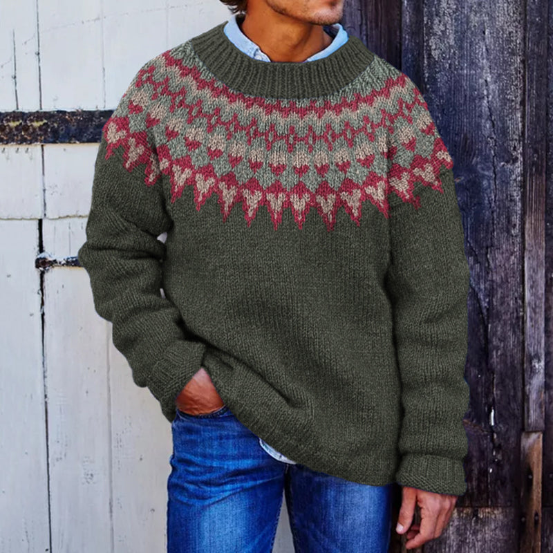 Vintage Icelandic Contrast Knitted Warm Sweater elevenforest