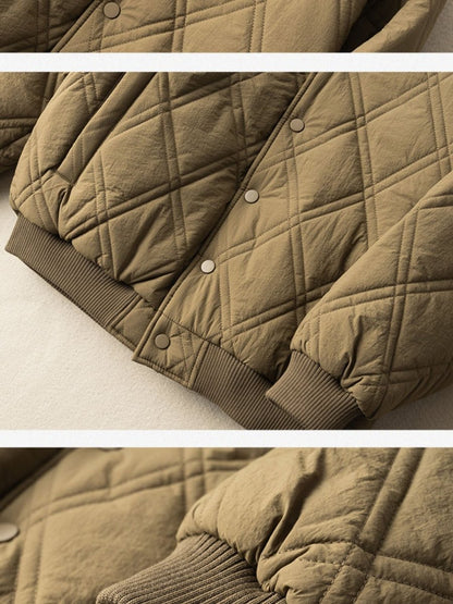 Autumn and Winter Literature Retro Rhombic 100% Polyester Coat