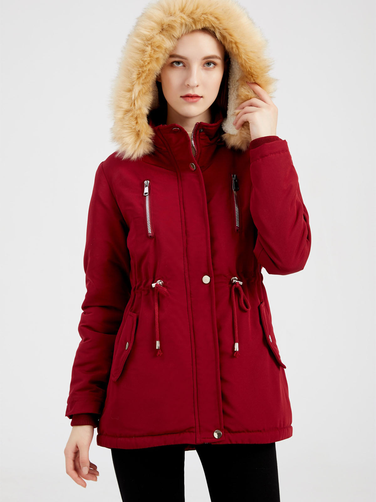 Coat Daily Lamb Wool Fall Winter Regular Midi Length Coat Color Oversized Coat