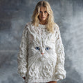 Women's Cute Cat Face Pattern Cozy Knit Mini Sweater Dress elevenforest
