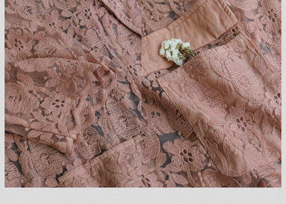 Loose Lace Embroidered Suit Collar Slim Coat