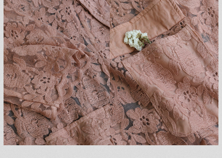 Loose Lace Embroidered Suit Collar Slim Coat