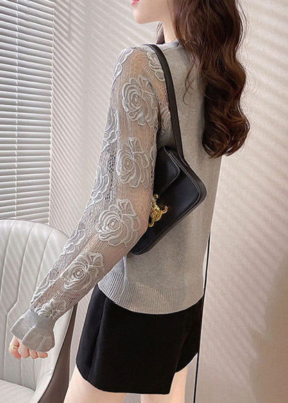 Diy Grey Lace Patchwork Top Fall