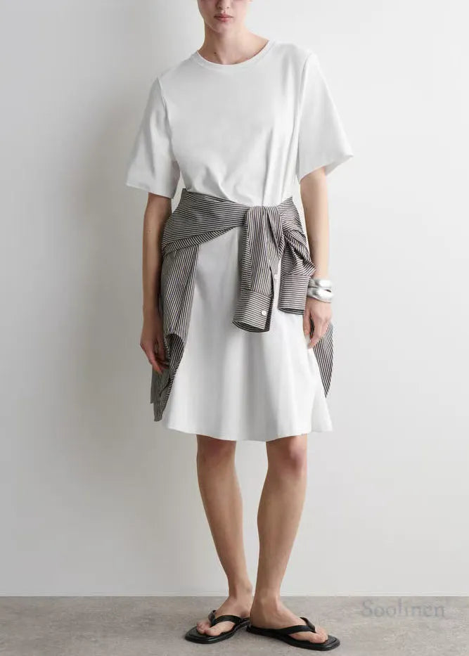 Simple White Oversized Cotton Day Dresses Summer