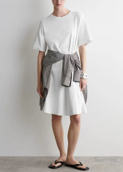 Simple White Oversized Cotton Day Dresses Summer