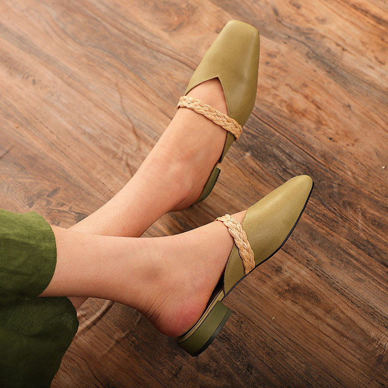 Summer Leather Handmde Wedge Slippers
