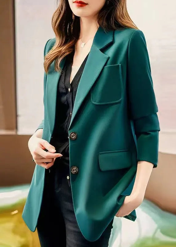 Green Peter Pan Collar Patchwork Cotton Coats Spring