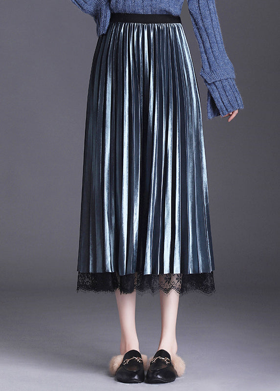 Blue Tulle Patchwork a Line Fall Wear on Both Sides Skirt