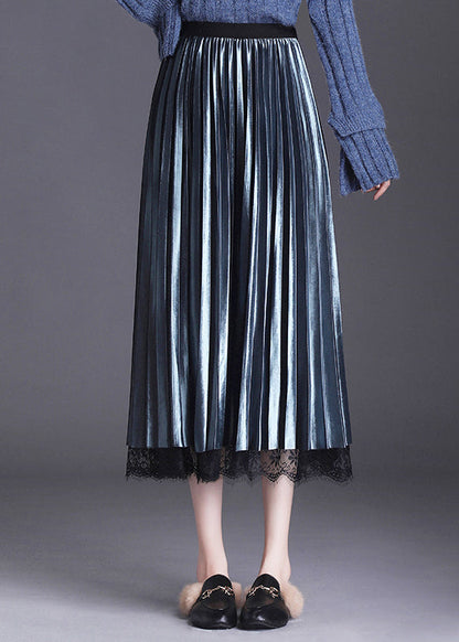 Blue Tulle Patchwork a Line Fall Wear on Both Sides Skirt