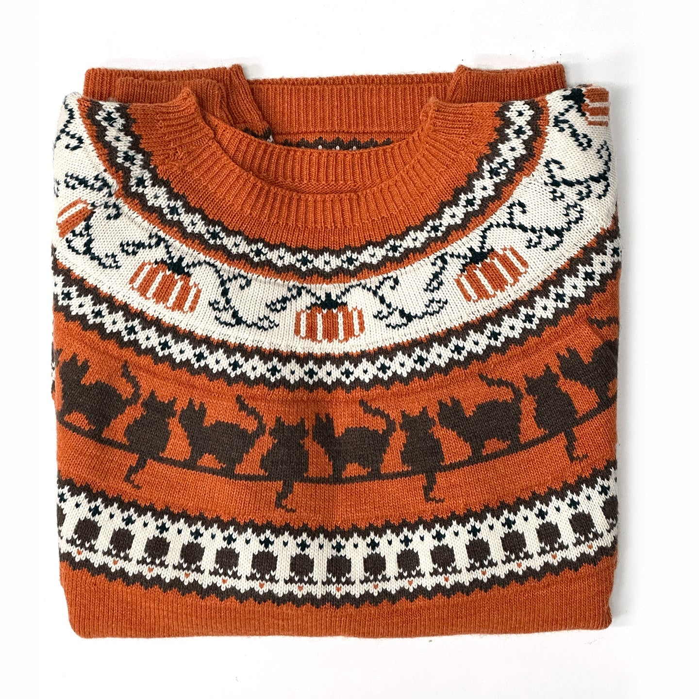 Fall Black Cat Pumpkin Halloween Printed Women's Sweater artswardrobe
