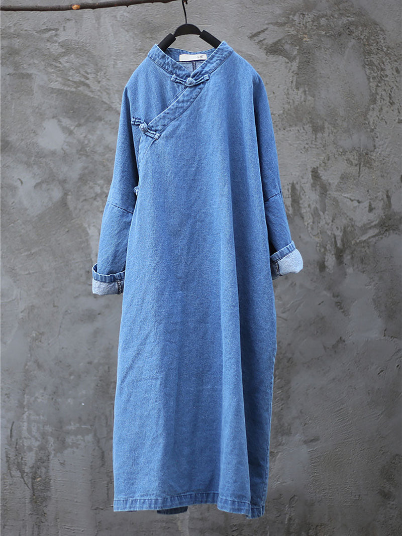 Spring Frog Denim Loose Dress