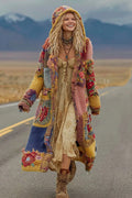 Women's Colorful Rainbow Patchwork Pattern Print Cardigan