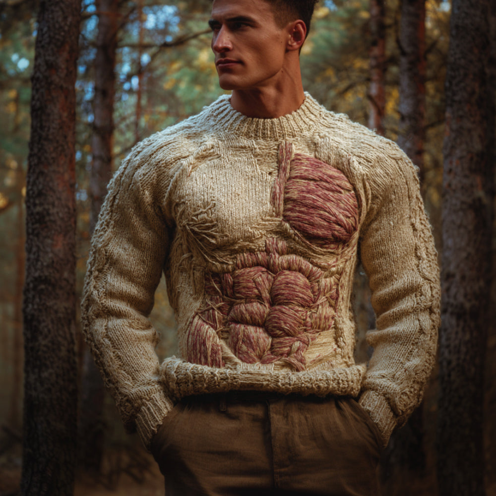 Halloween Anatomy Art And Muscle Embroidery Round Neck Sweater Making artswardrobe