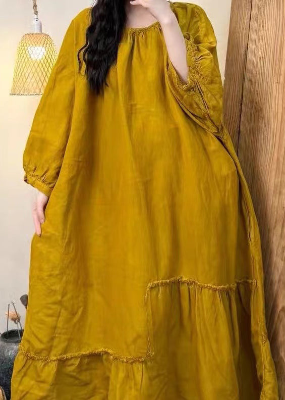 Tea Green Oversized Wrinkled Cotton Dress Fall