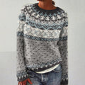 Fairman Island Jacquard Vintage Contrast Polka Dot Print Crew Neck Sweater elevenforest