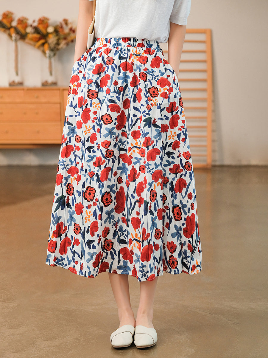 Elastic Waist Cotton Skirt