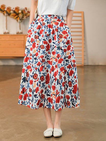 Elastic Waist Cotton Skirt