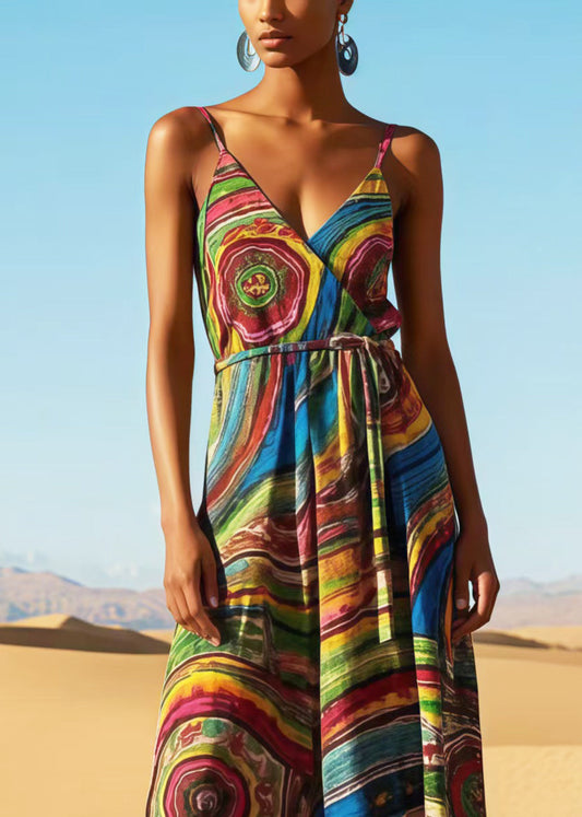 Rainbow Print Cotton Sundress Summer