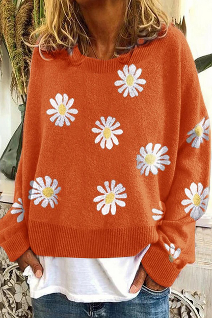 Round Neck Print Sweater