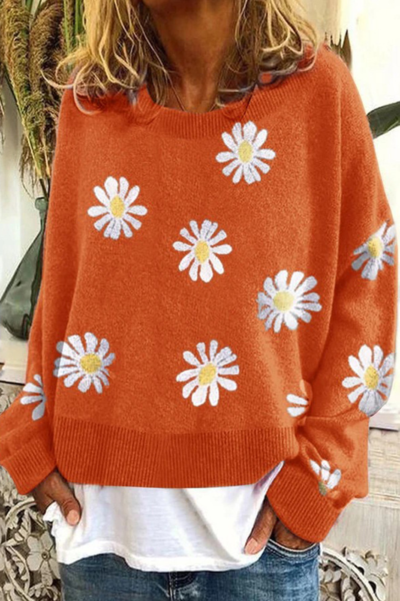 Round Neck Print Sweater