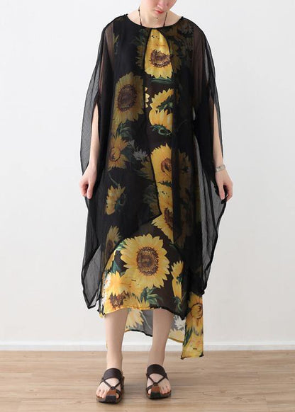 Loose Cotton Dresses False Two Pieces Long Summer Dresses