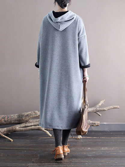 Winter Casaul Loose Thick Hooded Dress