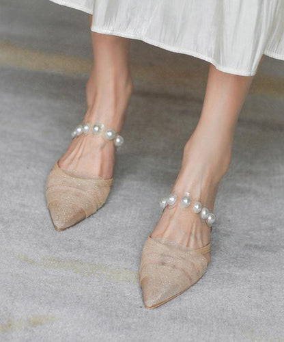 Grey Chunky Slide Sandals Hollow Out High Heel Slippers